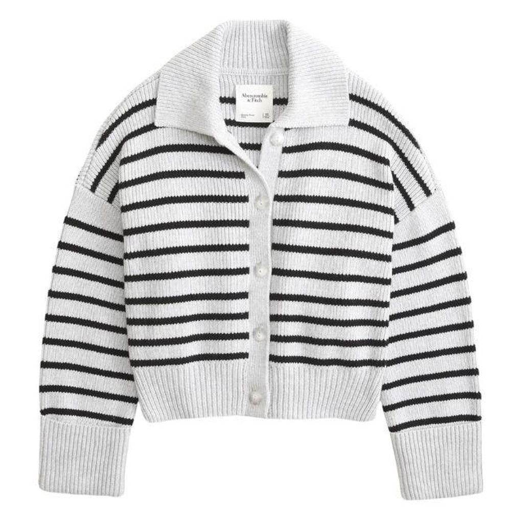 Abercrombie & Fitch Grey and Black Striped Sweater